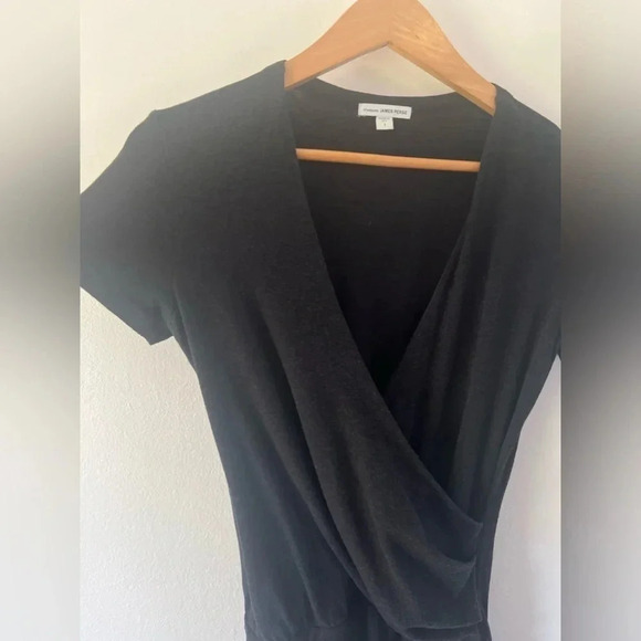 Standard James Perse ESTILO Charcoal Heather Gray Ruched Short Sleeve Dress Size - Picture 3 of 10